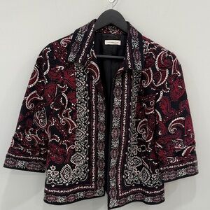Coldwater Creek Paisley Flourish Open Front Jacket Blazer